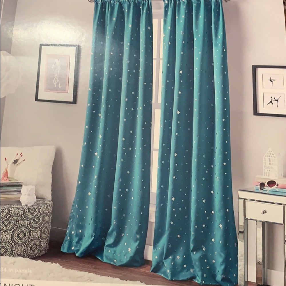 Starry night one rod pocket panel curtains